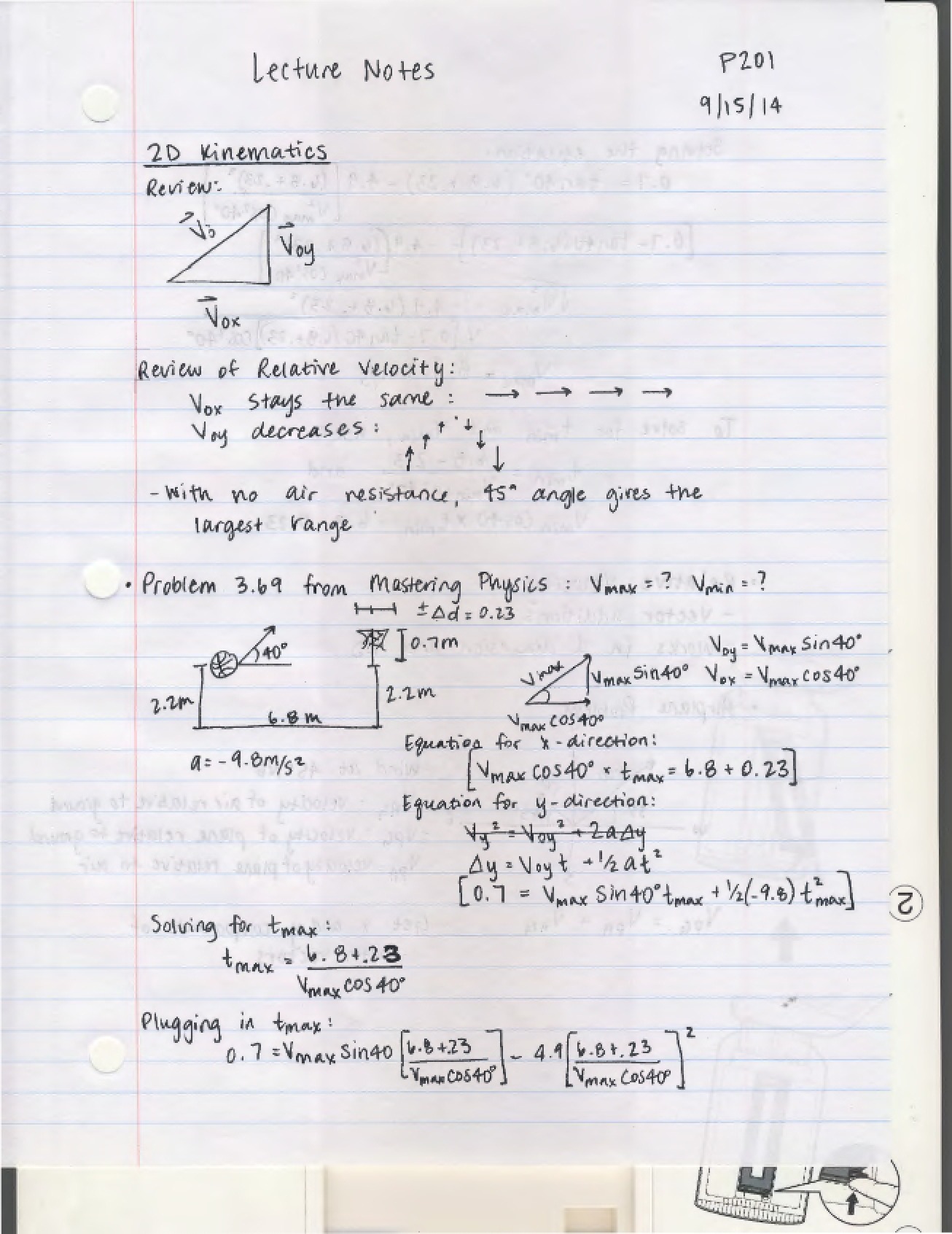 Relative Velocity and Kinematics in 2D