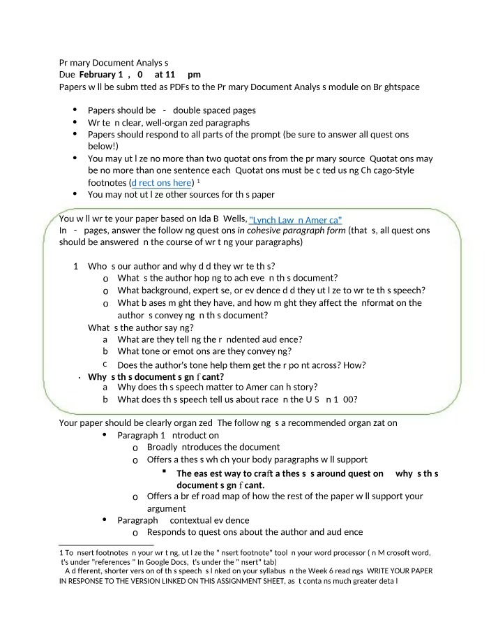 Analysis of Primary Document