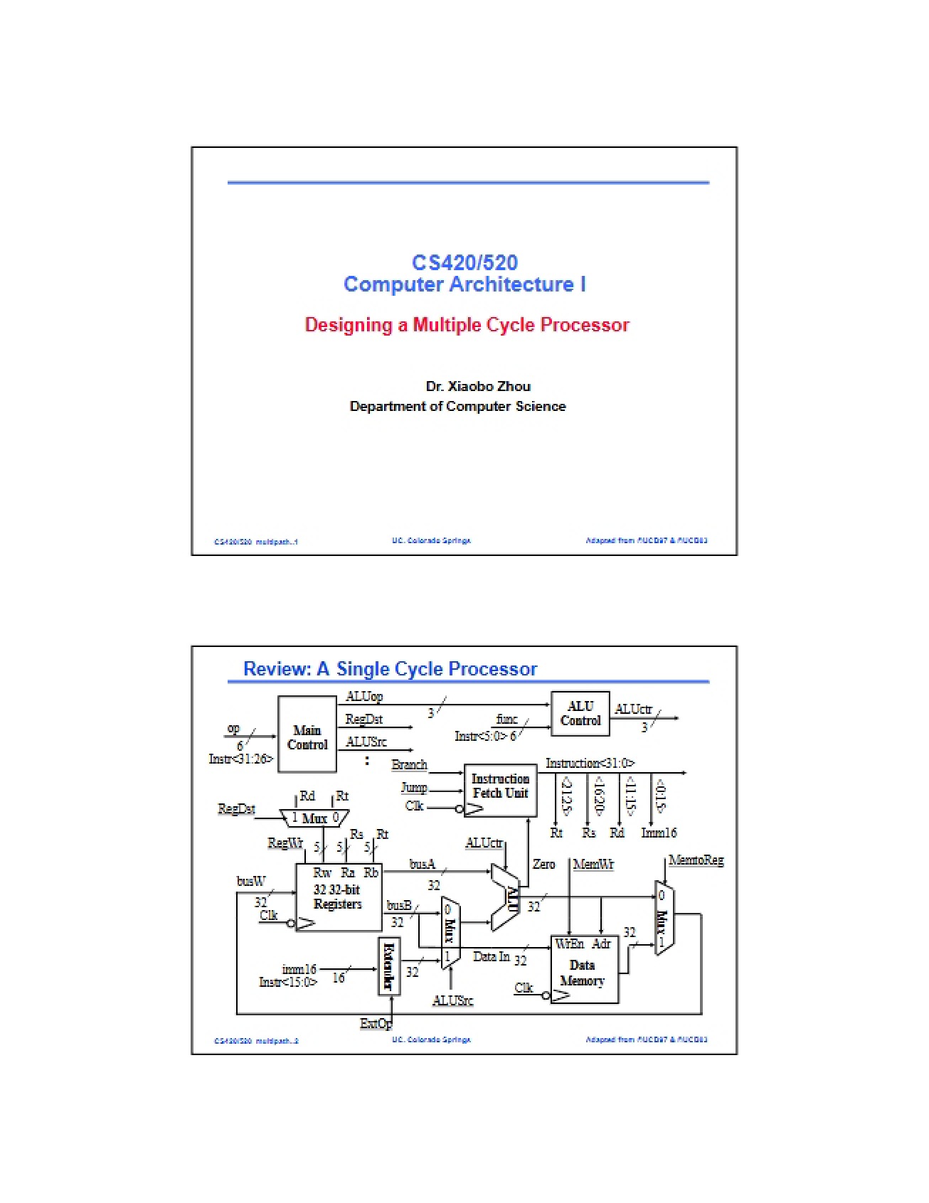Designing a Processor with Multiple Cycles