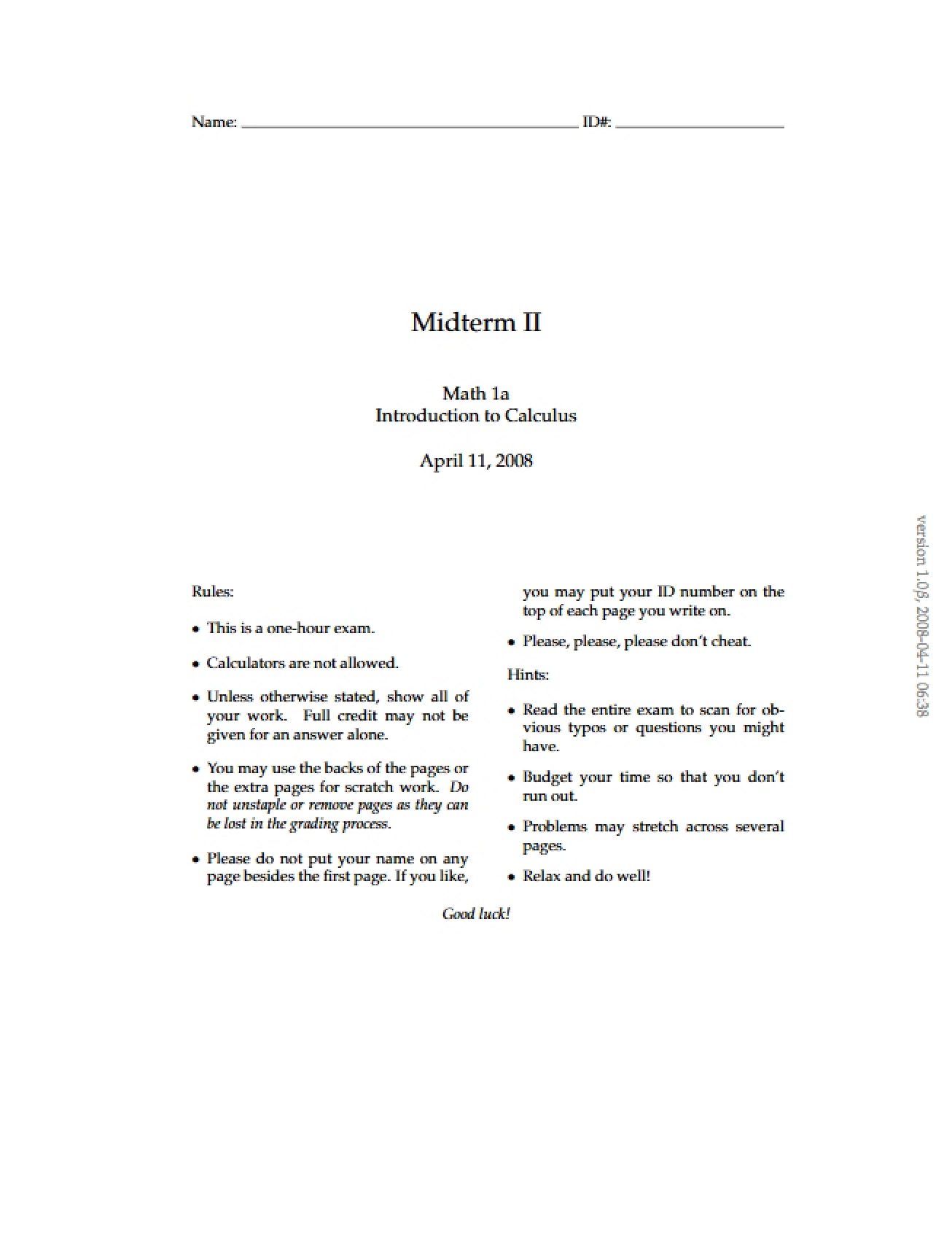 Second Midterm Examination
