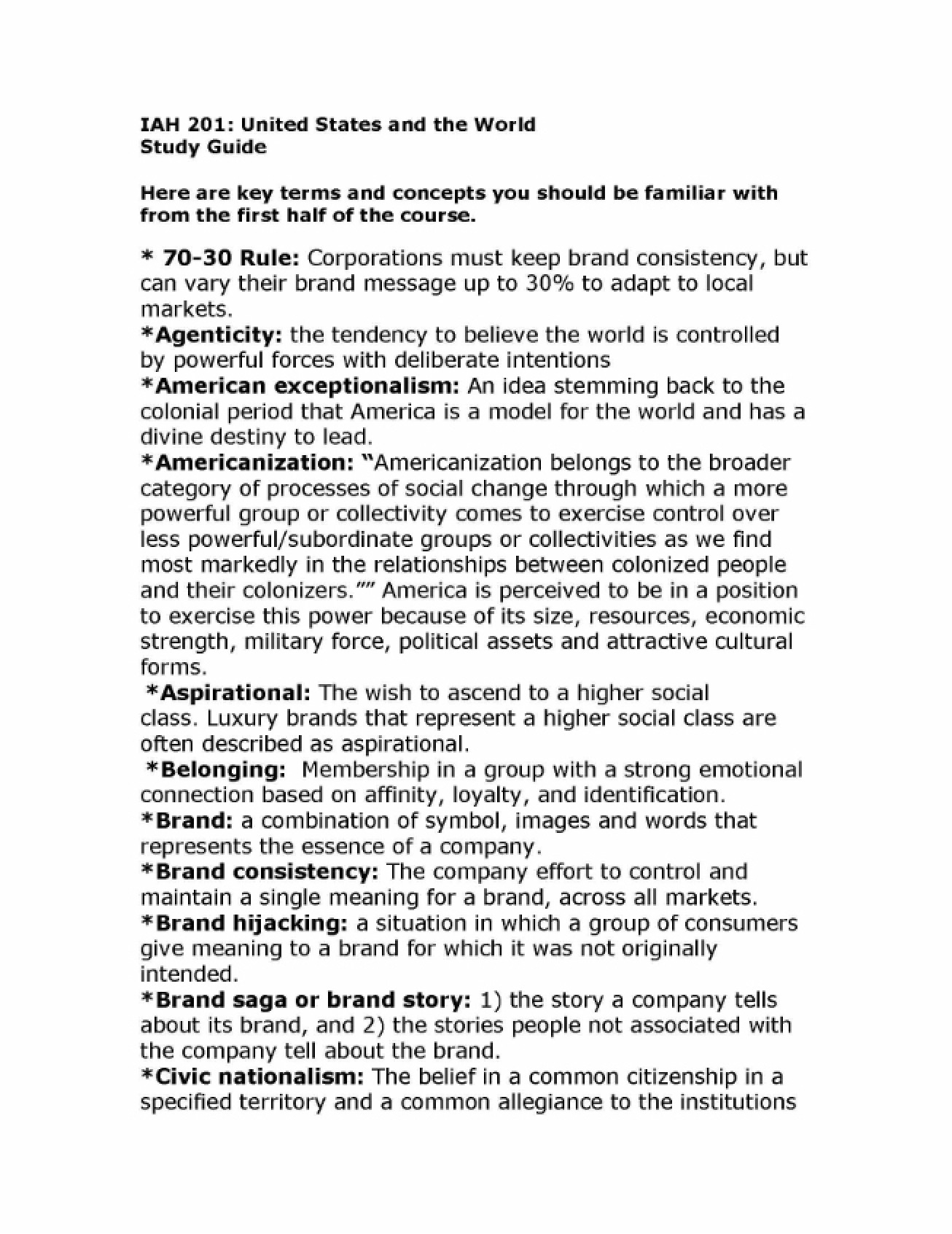 IAH 201 Study Guide - IAH 201