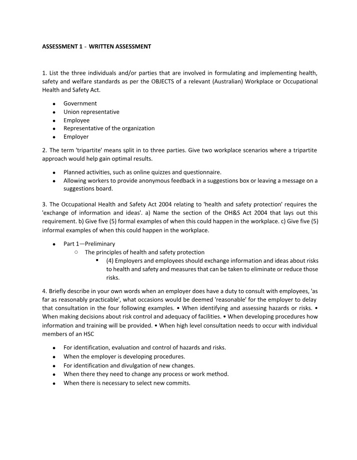 Standards for Workplace Health and Safety in Australia