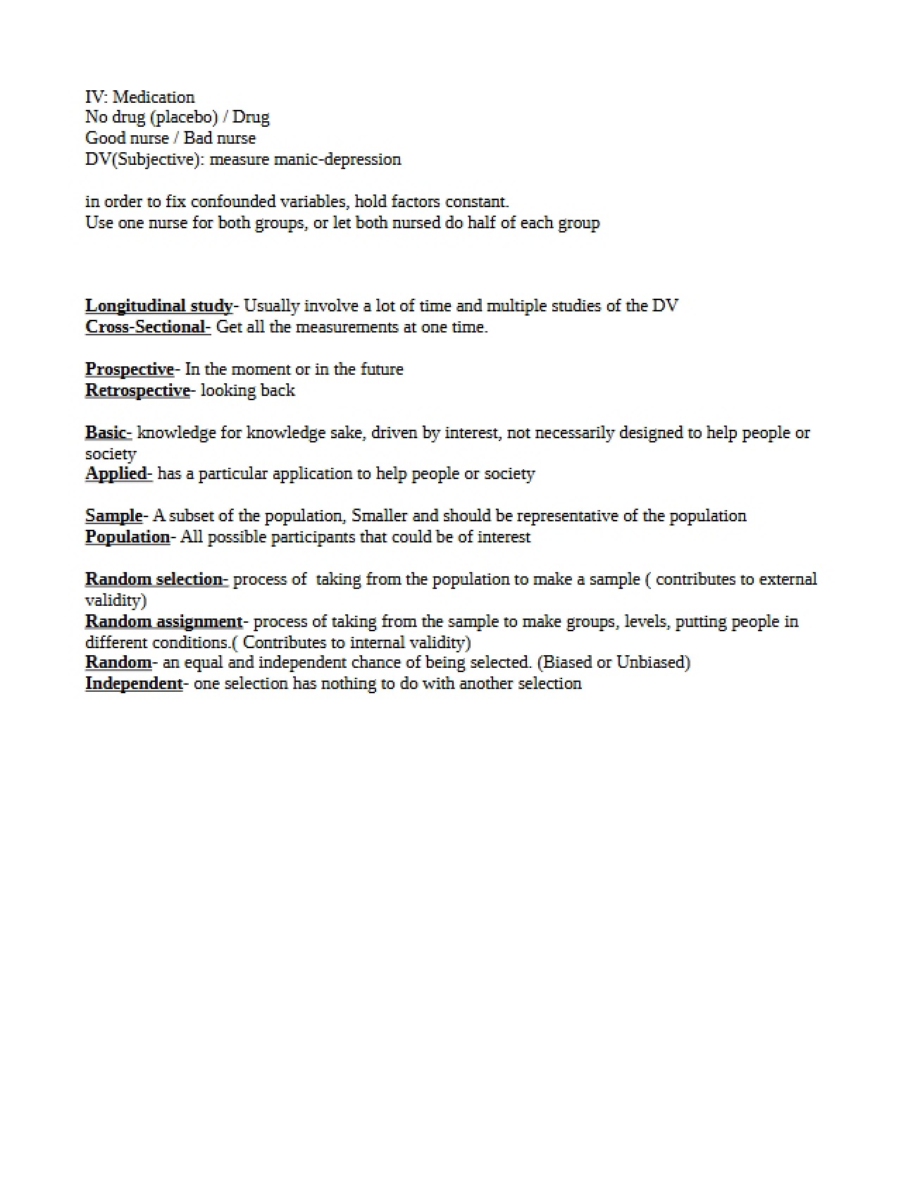 Role of Medication in Research