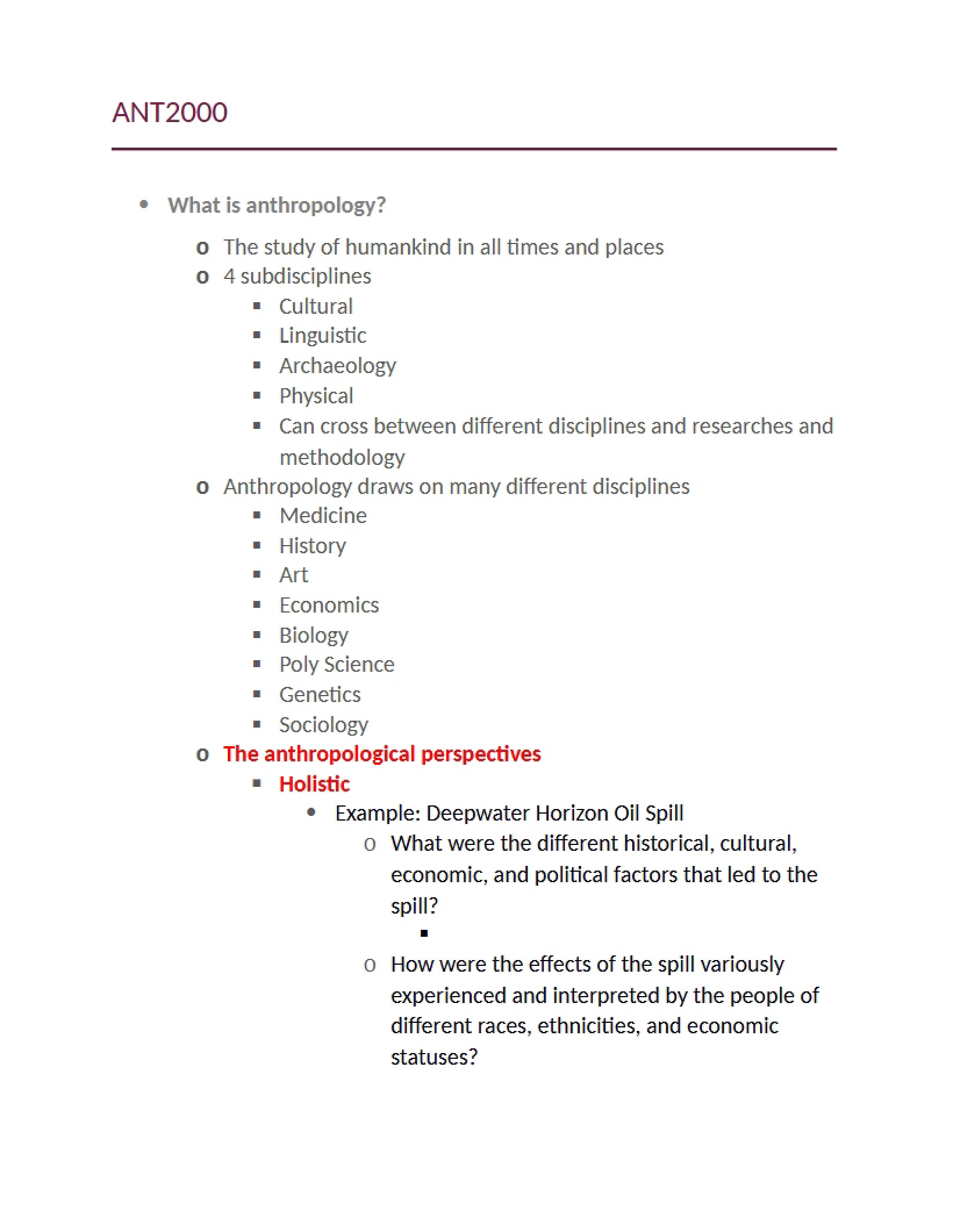 General Anthropology Overview