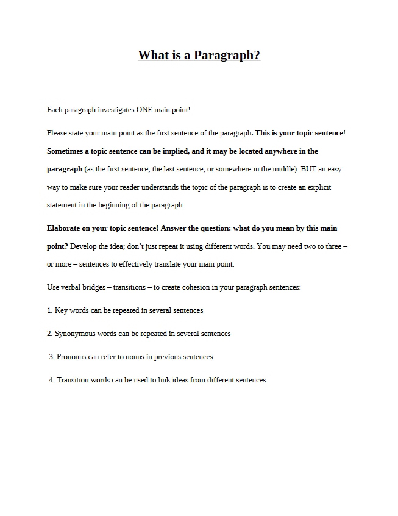 Paragraph Structure