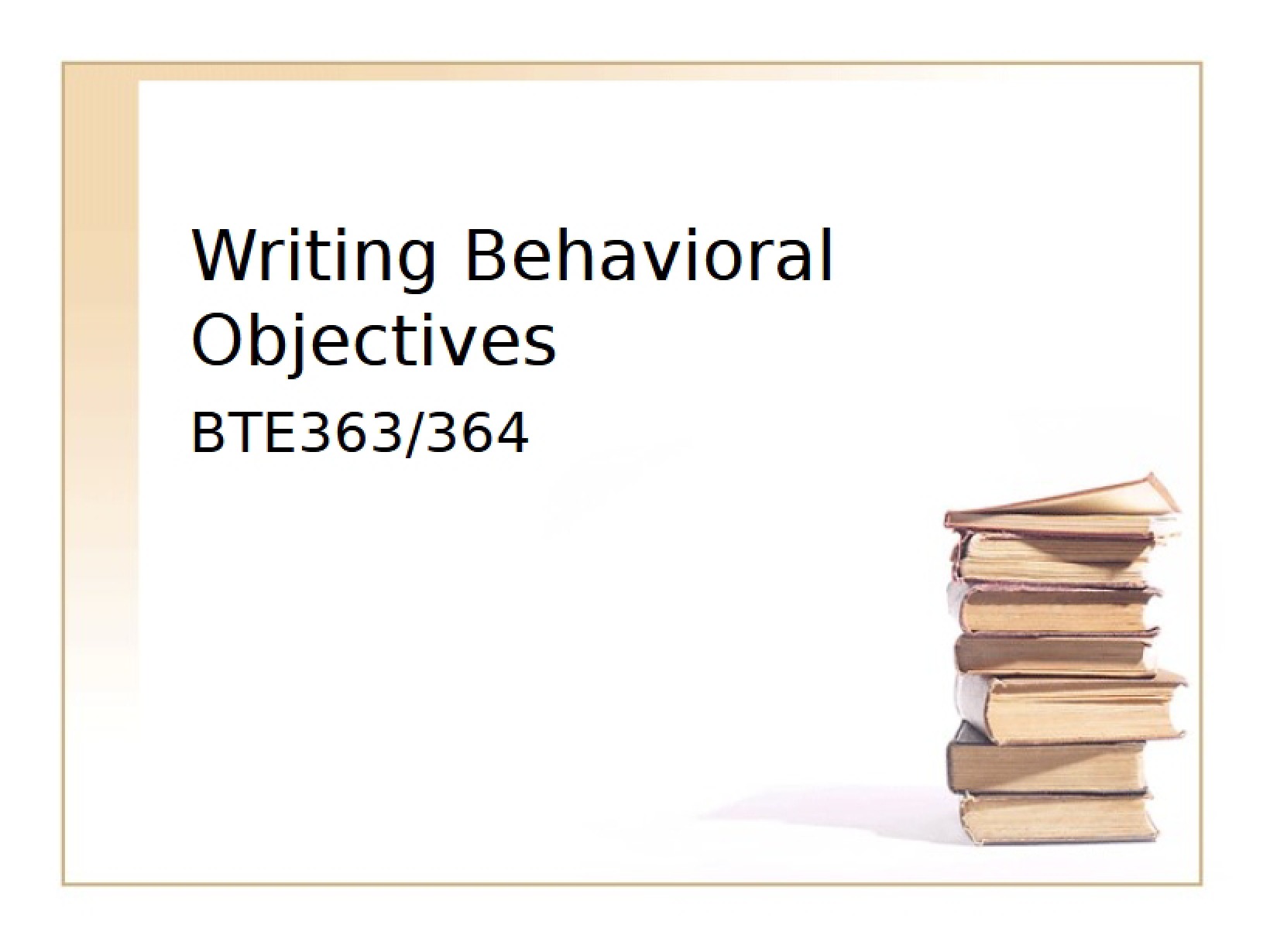Behavioral Objectives Writing