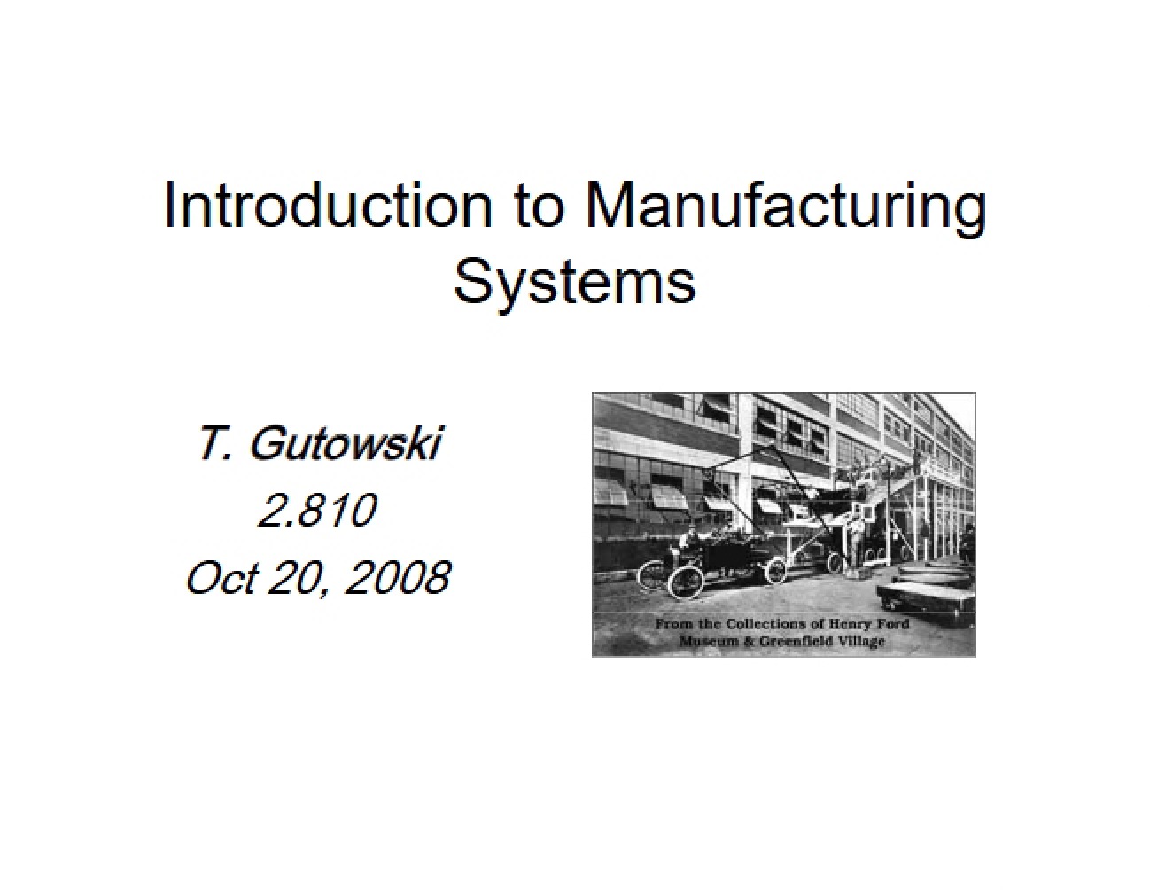 Manufacturing Systems Basics