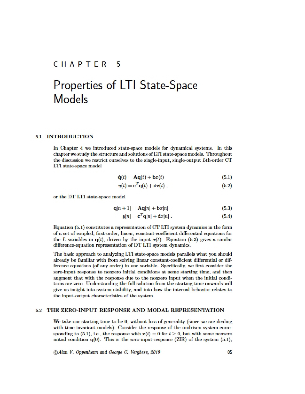 LTI State-Space Model Properties