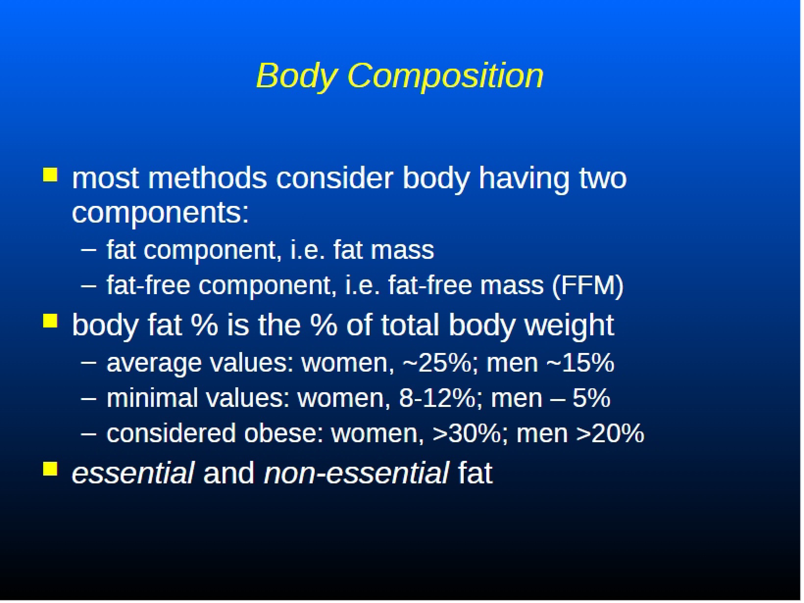 Exercise Physiology Body Composition