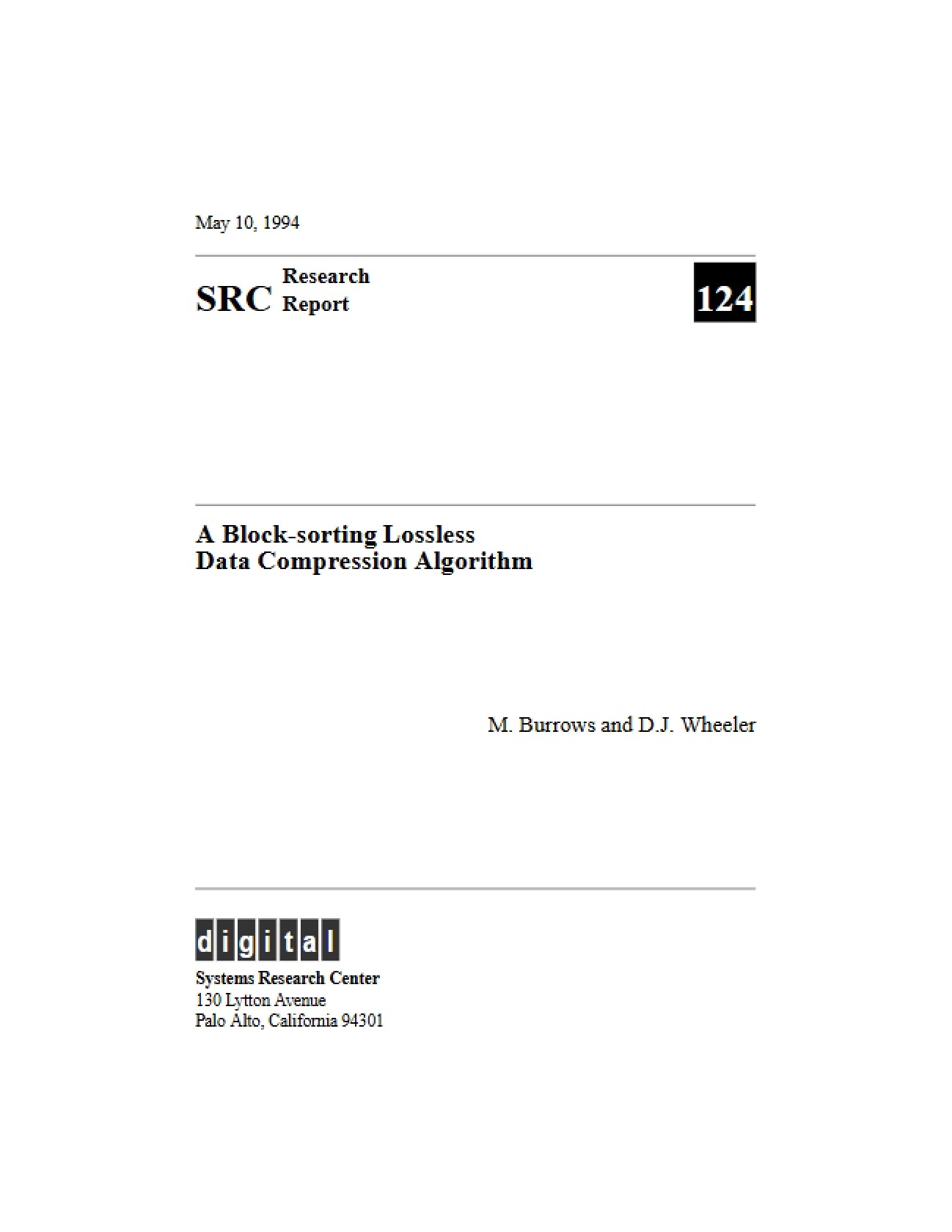 Lossless Data Compression Algorithm via Block Sorting
