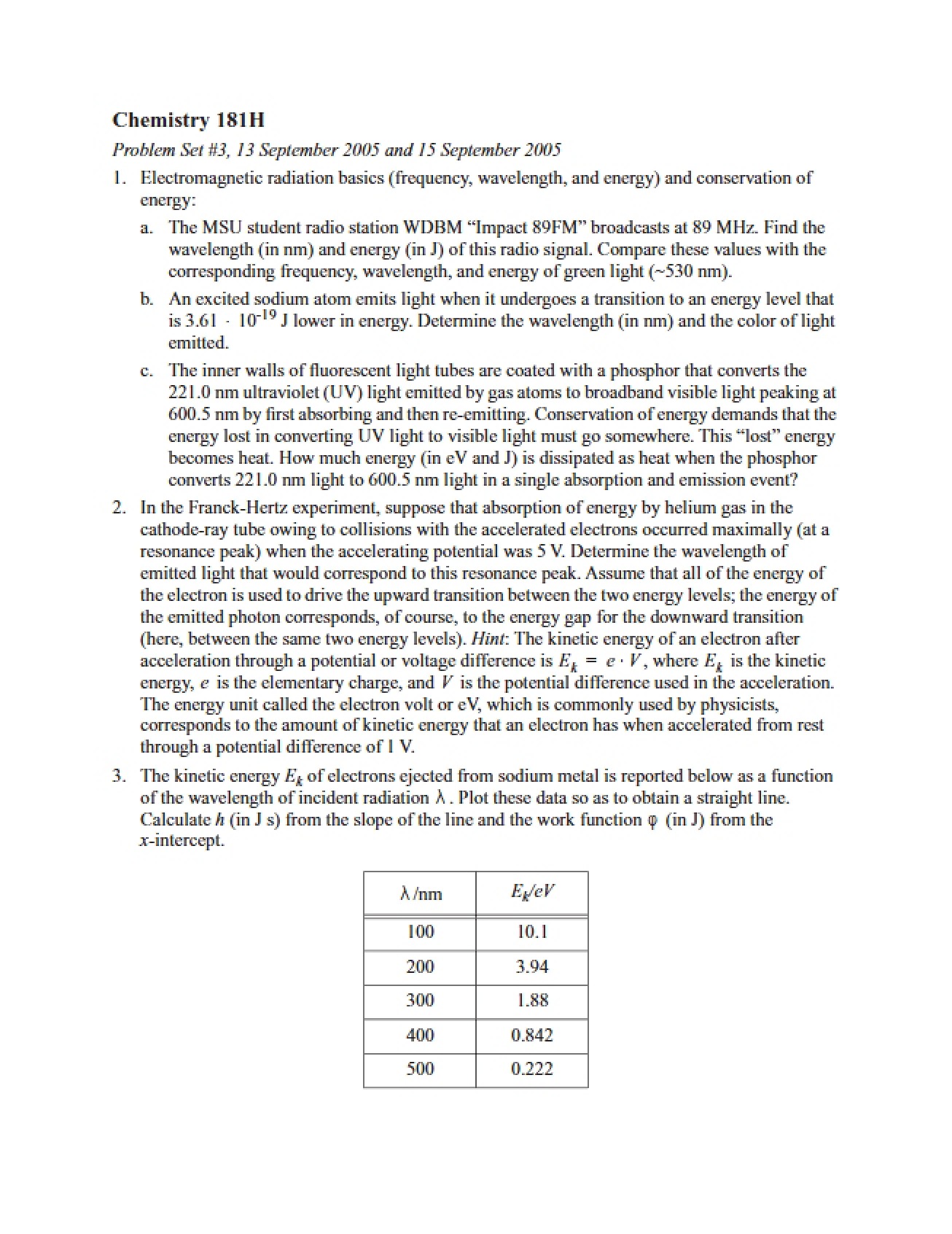 Set Three Problem Assignments