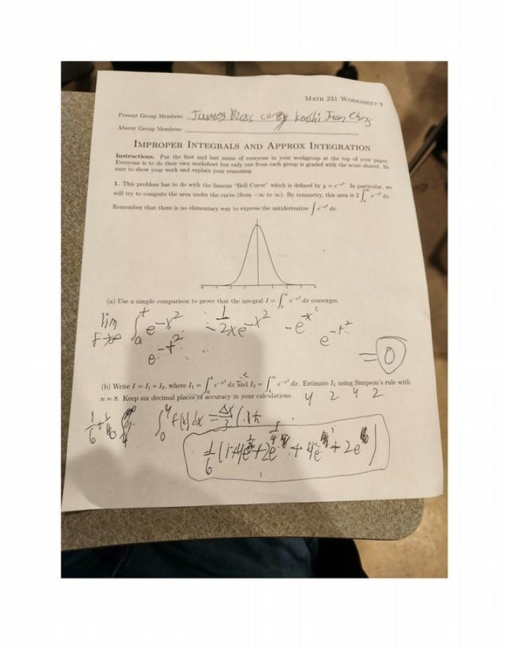 Worksheet 9 - Improper Integrals and Approximations