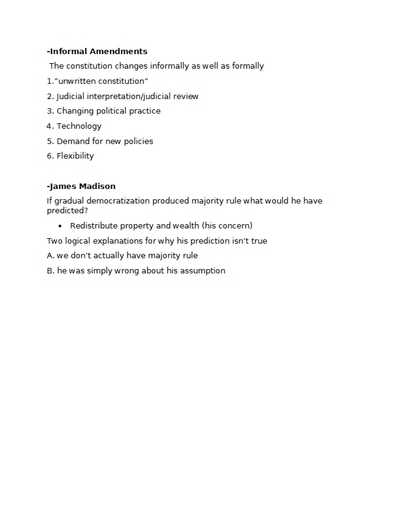Amendments Informal Processes