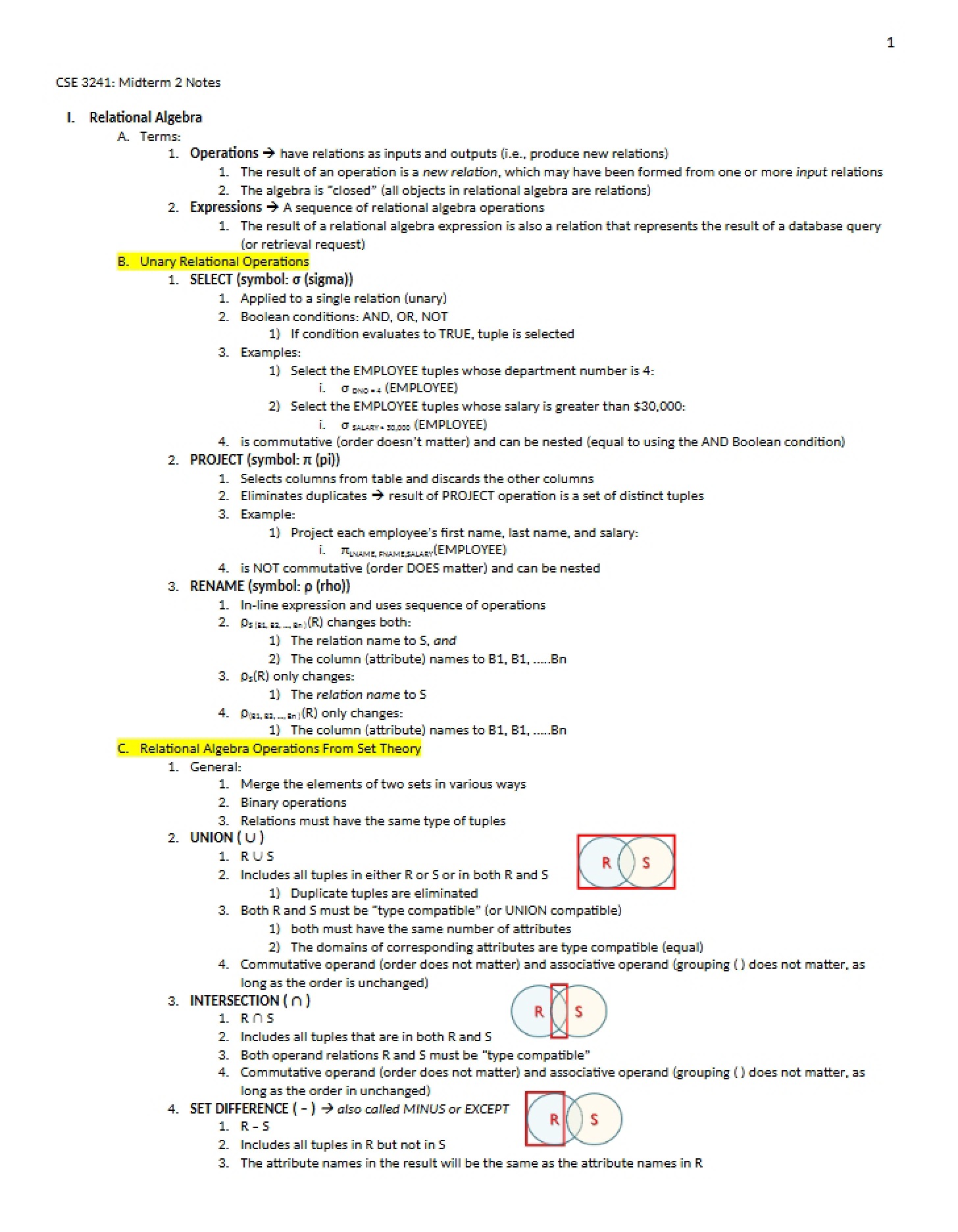 Algebra of Relations