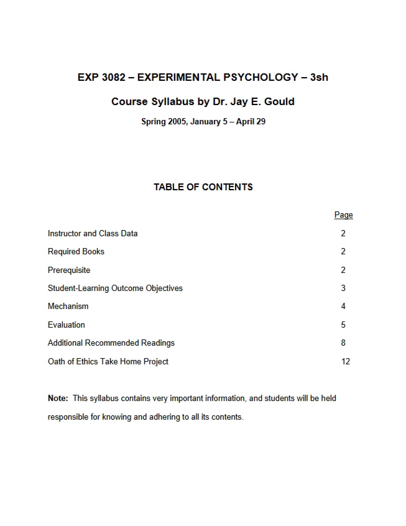 Course Syllabus