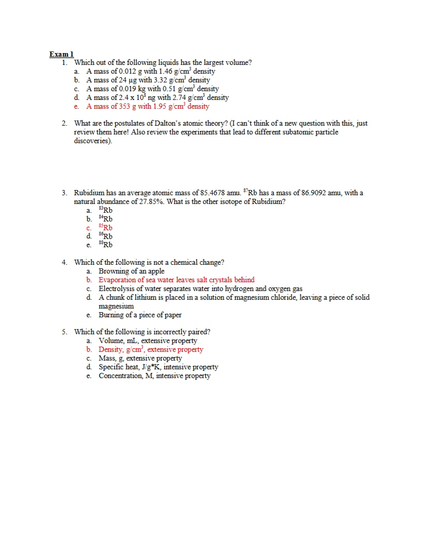 Exam Practice Questions