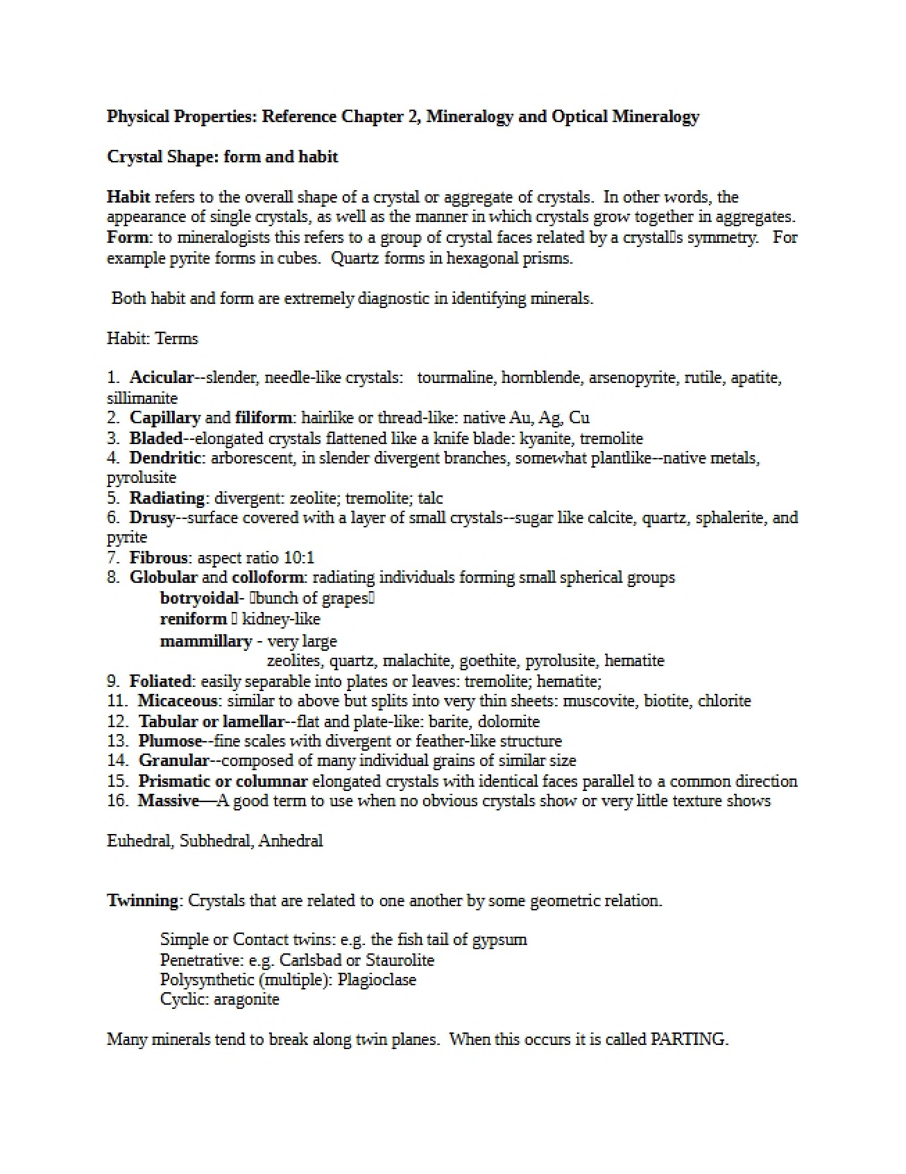 Optical Mineralogy and General Mineralogy