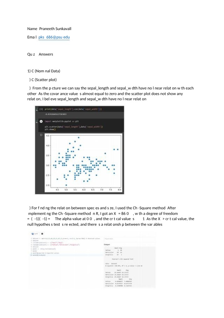 Correlation and Covariance - Quiz 2 Answers