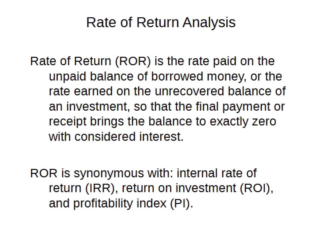 Analyzing Rates of Return