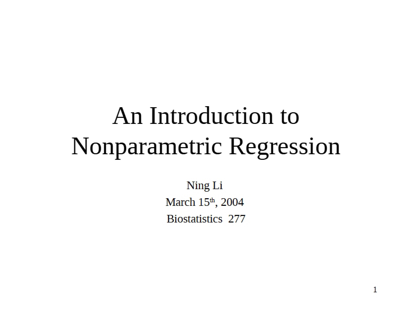 Nonparametric Regression Introduction