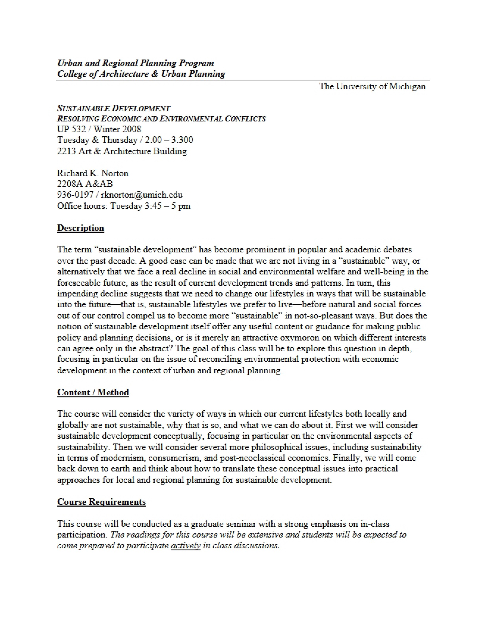 Sustainable Development Syllabus
