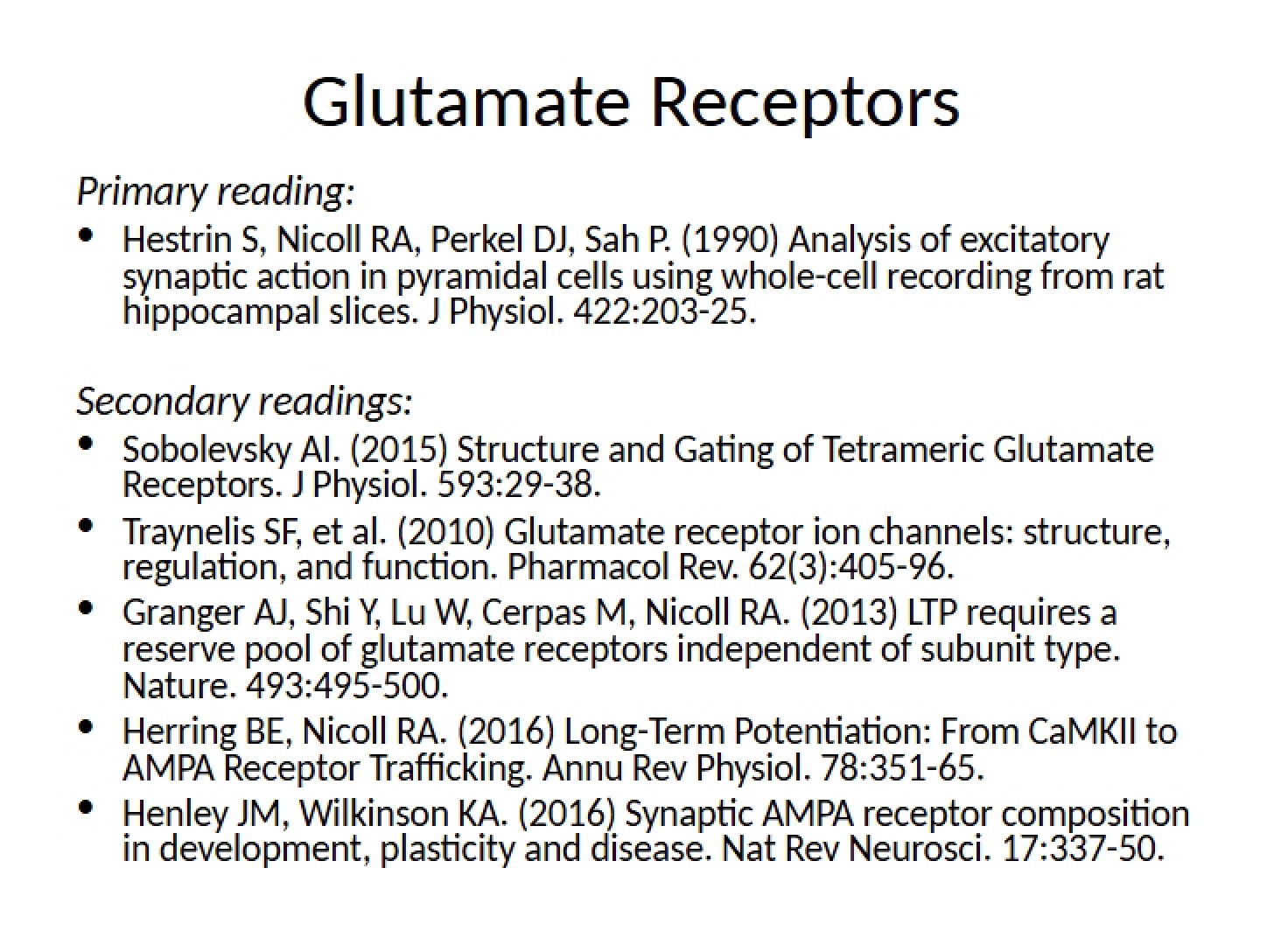 2016 Glutamate Receptors