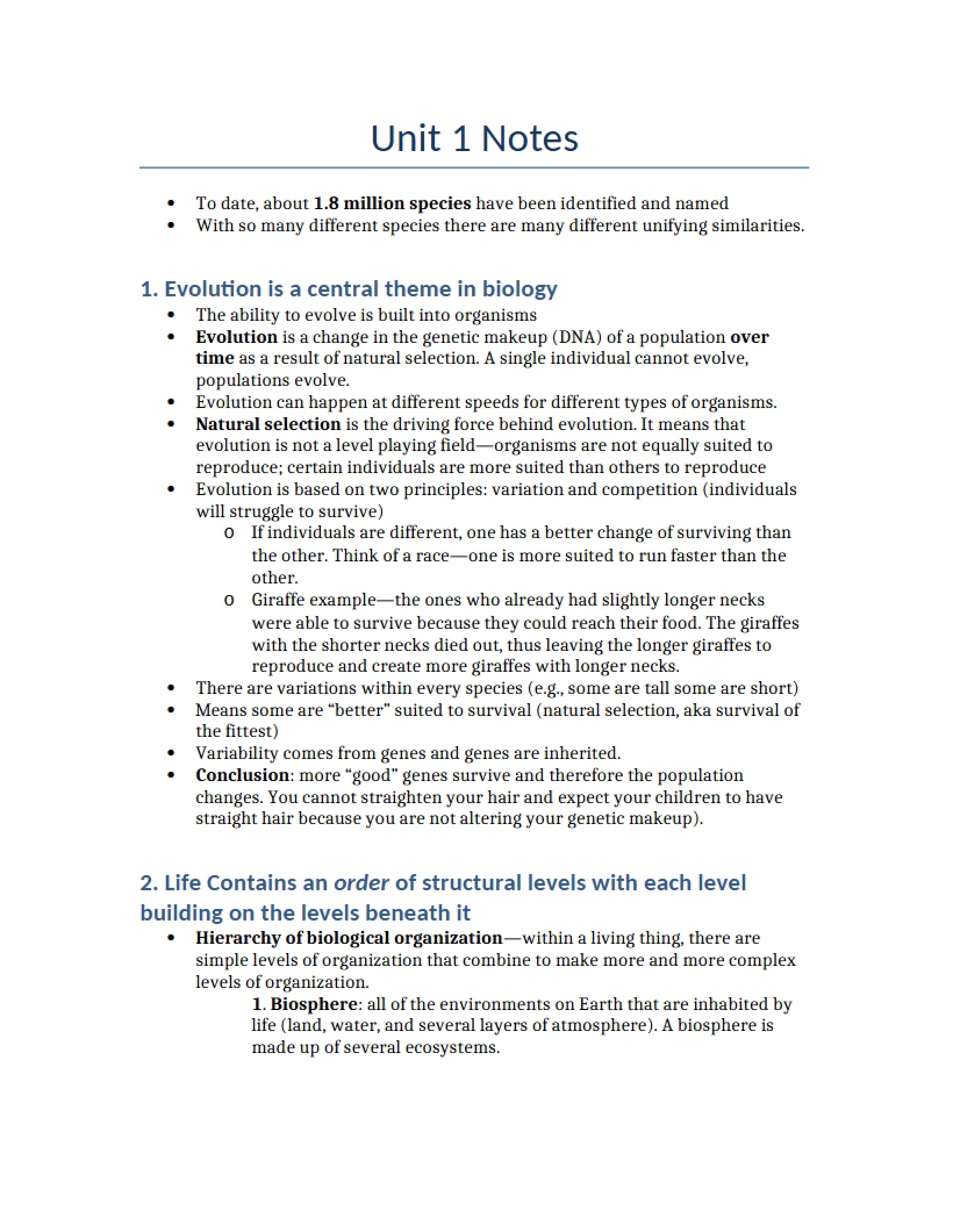 Notes for Unit 1
