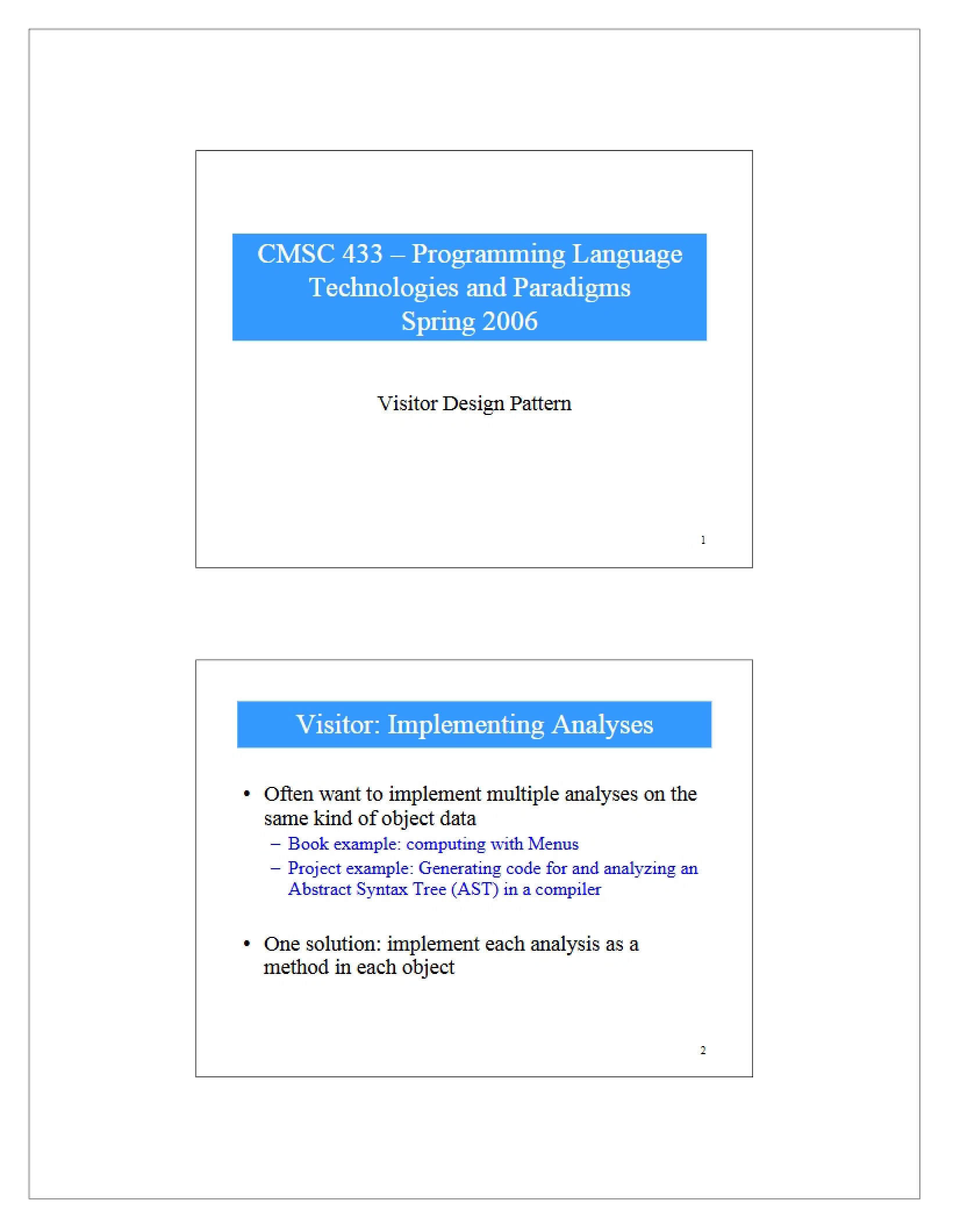 Design Pattern Visitor