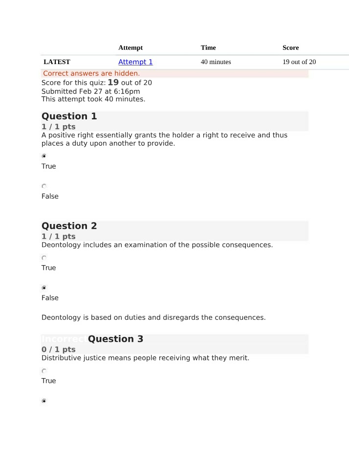 Quiz on Rights and Justice