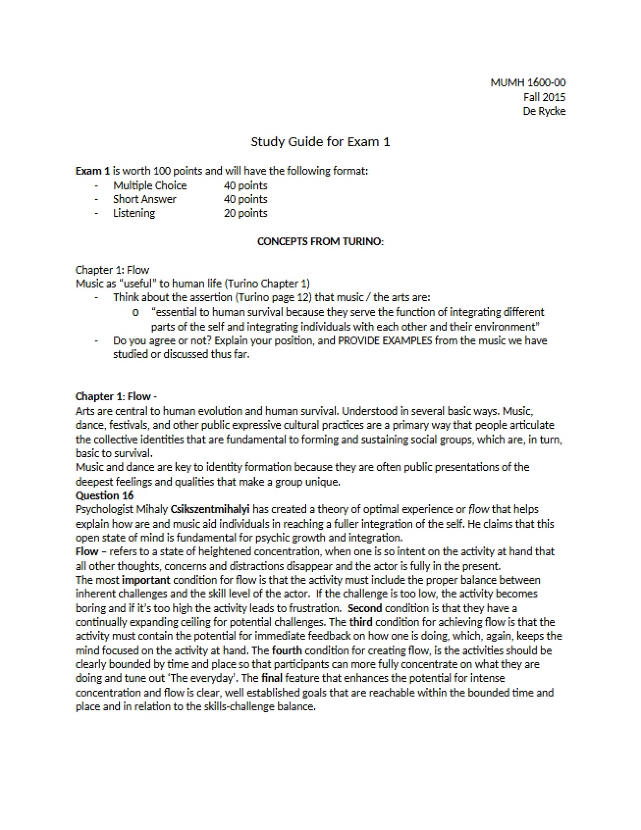 First Exam Study Guide