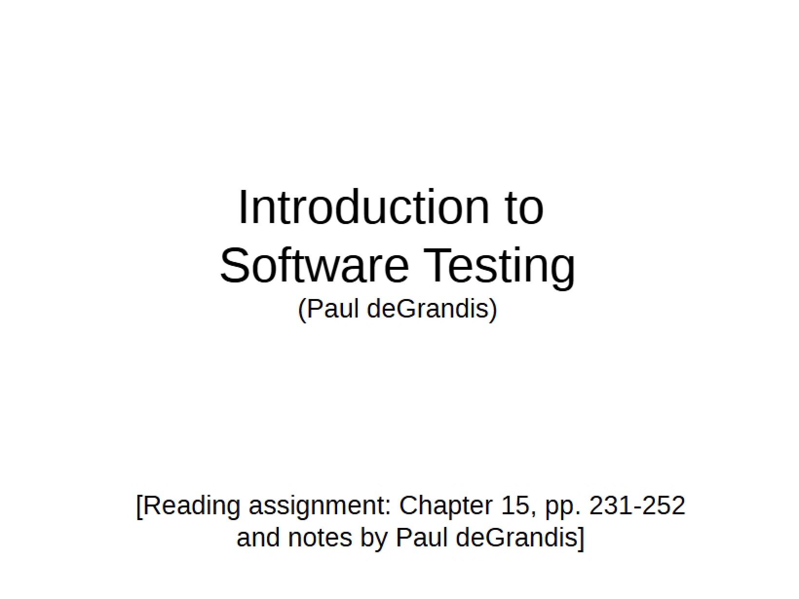 Basics of Testing Software