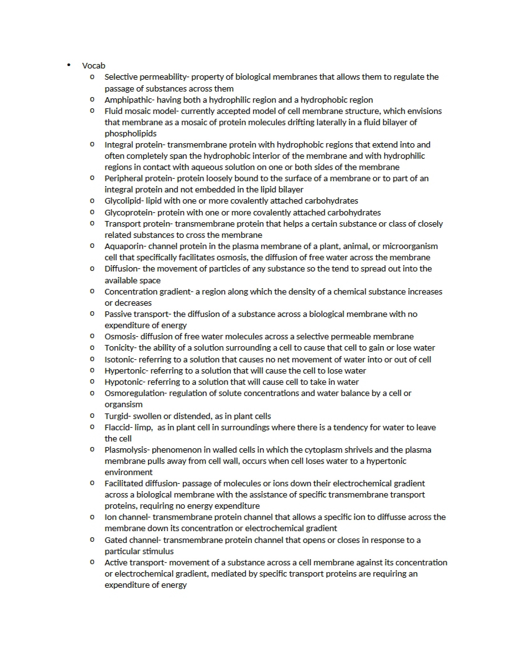 Biology Vocabulary