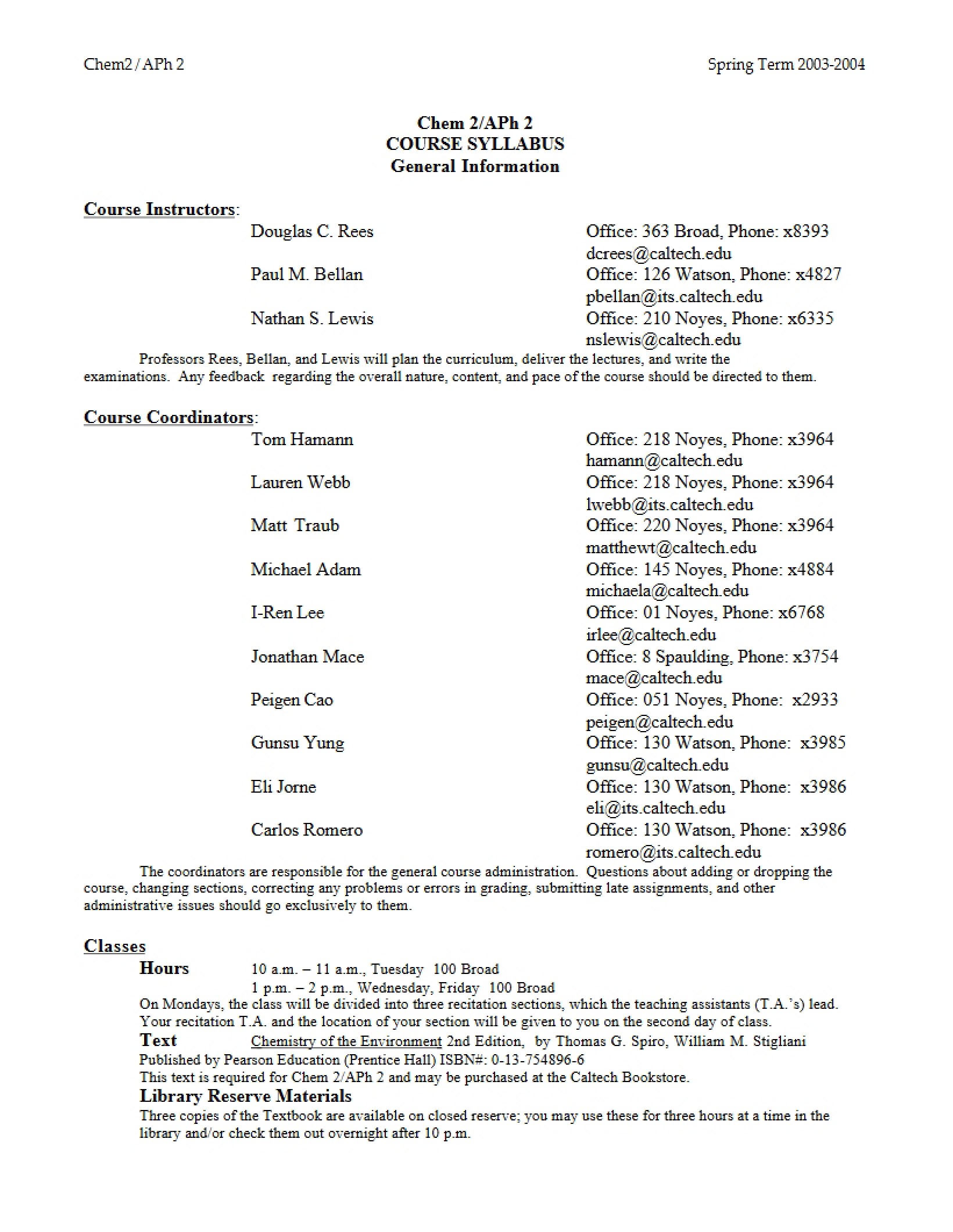 Energy Sciences Syllabus
