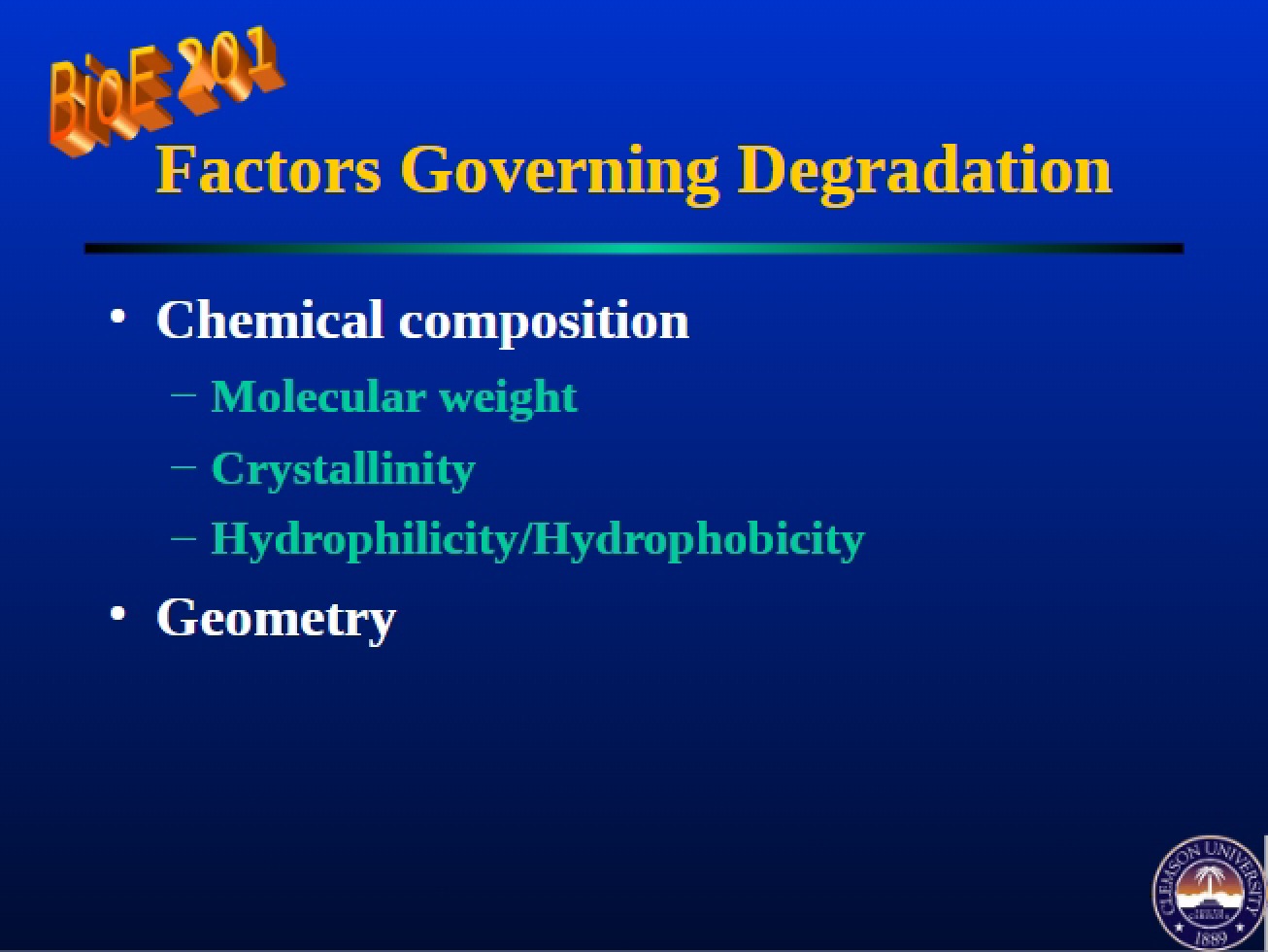 Second Lecture on Biomaterials