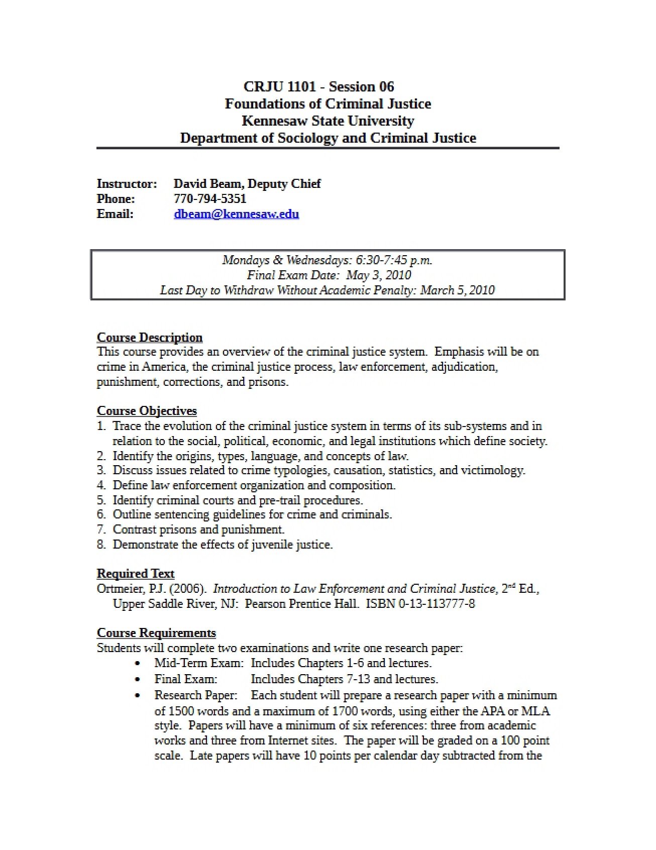 General Syllabus for a Course on the Foundations of Criminal Justice (1)