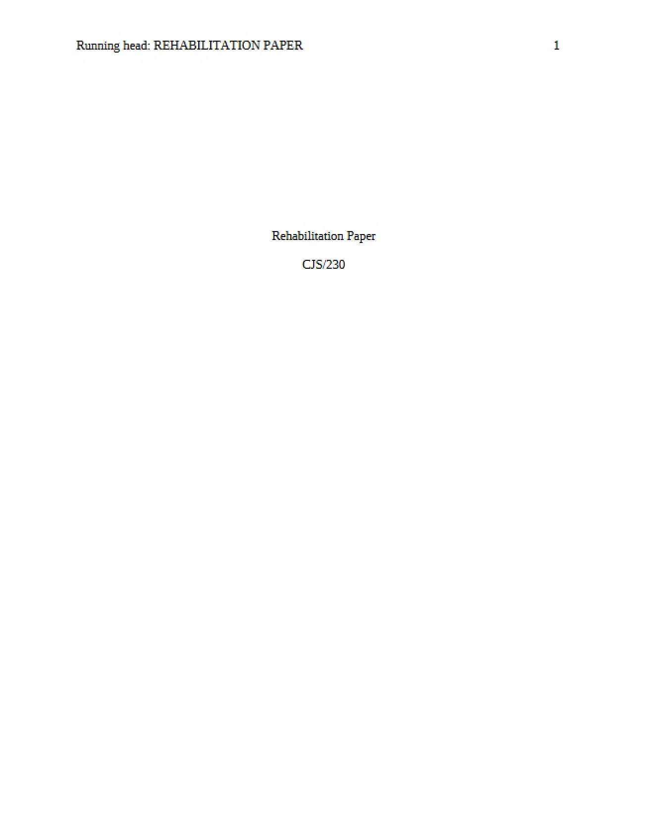 Paper on Rehabilitation