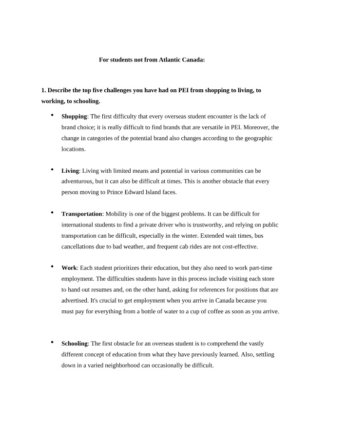 5 Challenges for PEI Students - Shopping, Living, and Working