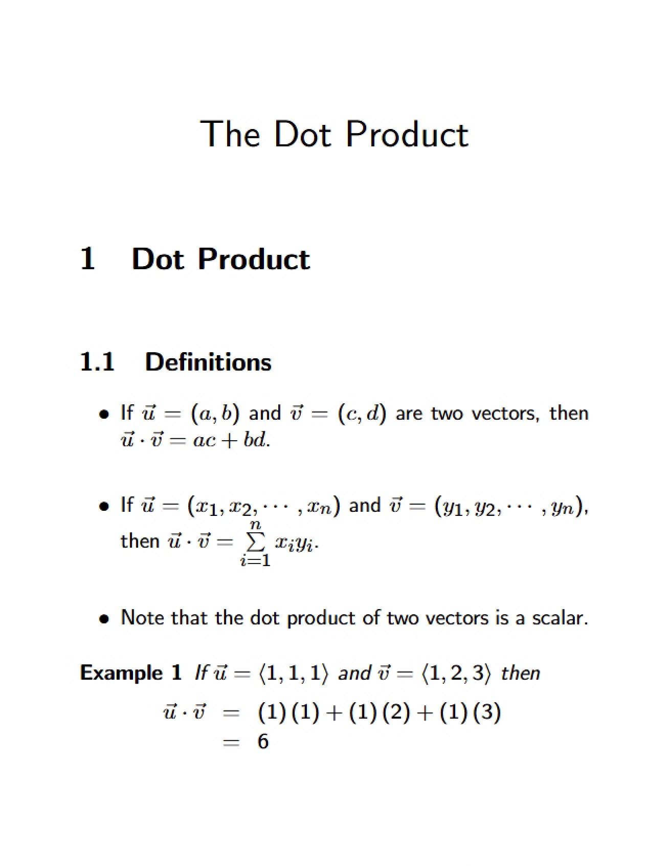 Dot Product (Scalar Product)