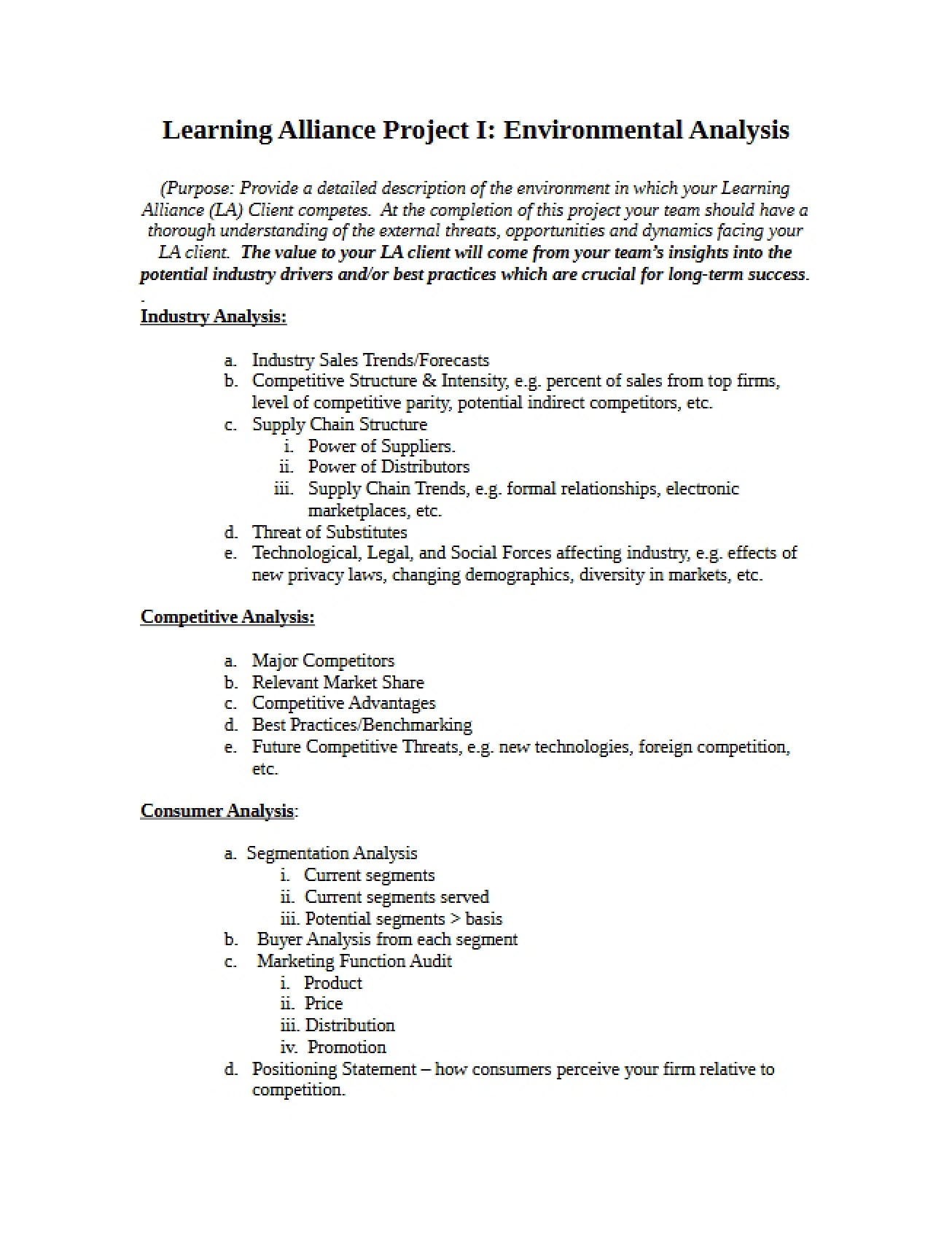 Guidelines for Learning Alliance Environmental Analysis