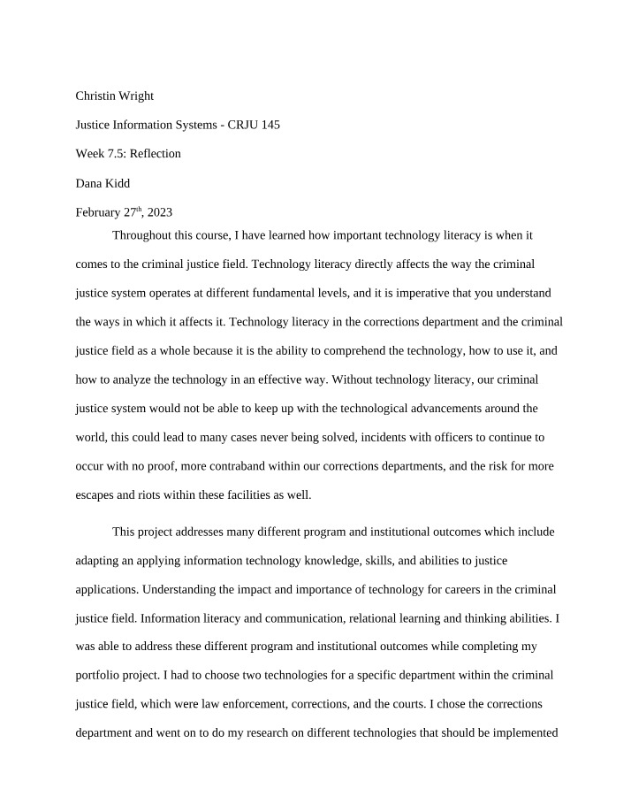 Technology Literacy in the Criminal Justice System