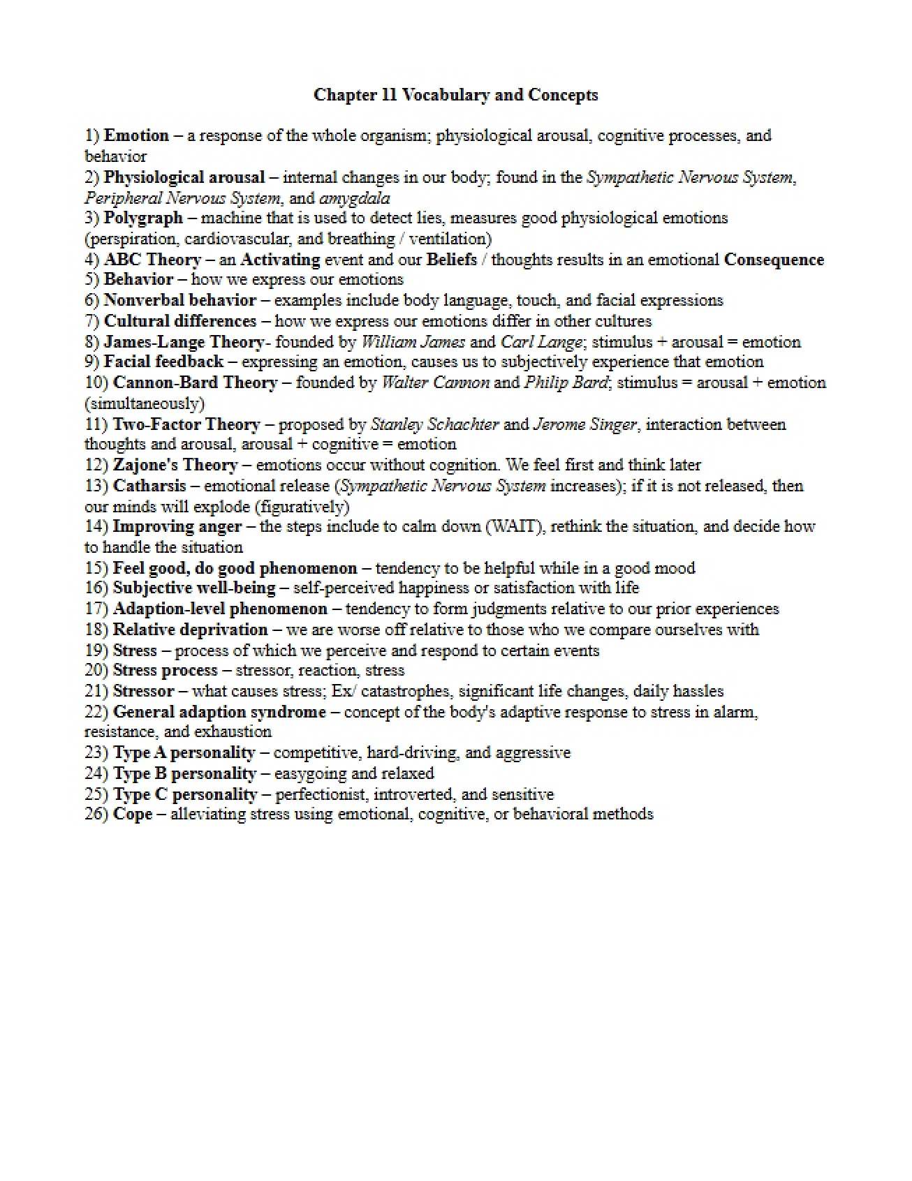 Chapter Eleven Psychology Notes