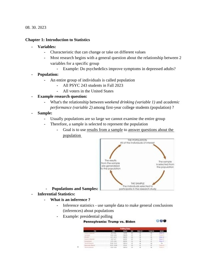 Introduction to Statistics and Variables