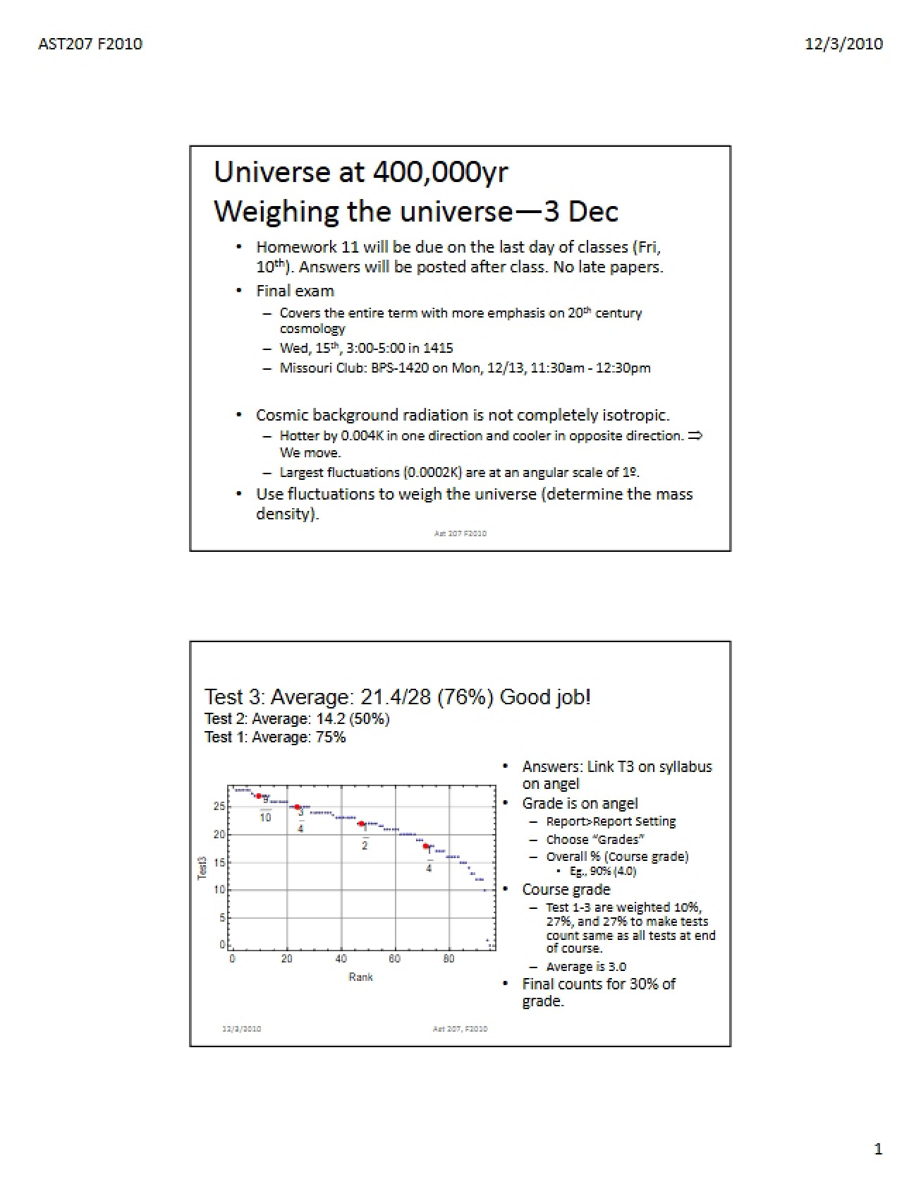 Astronomy Science Lecture Dec 03