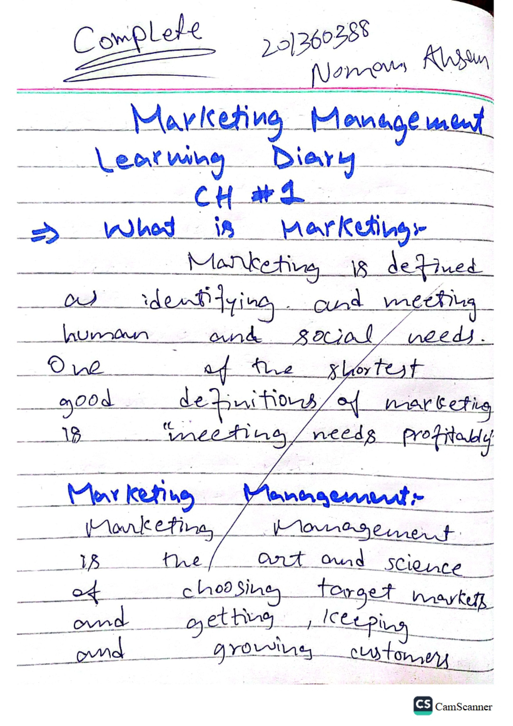 Marketing Management Ch. One