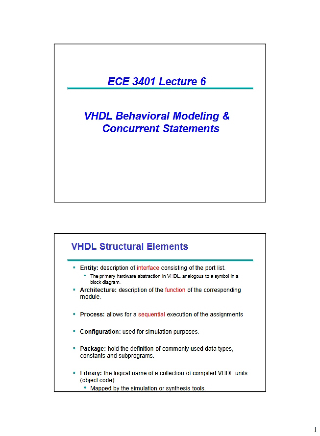 VHDL Behavioral Modeling