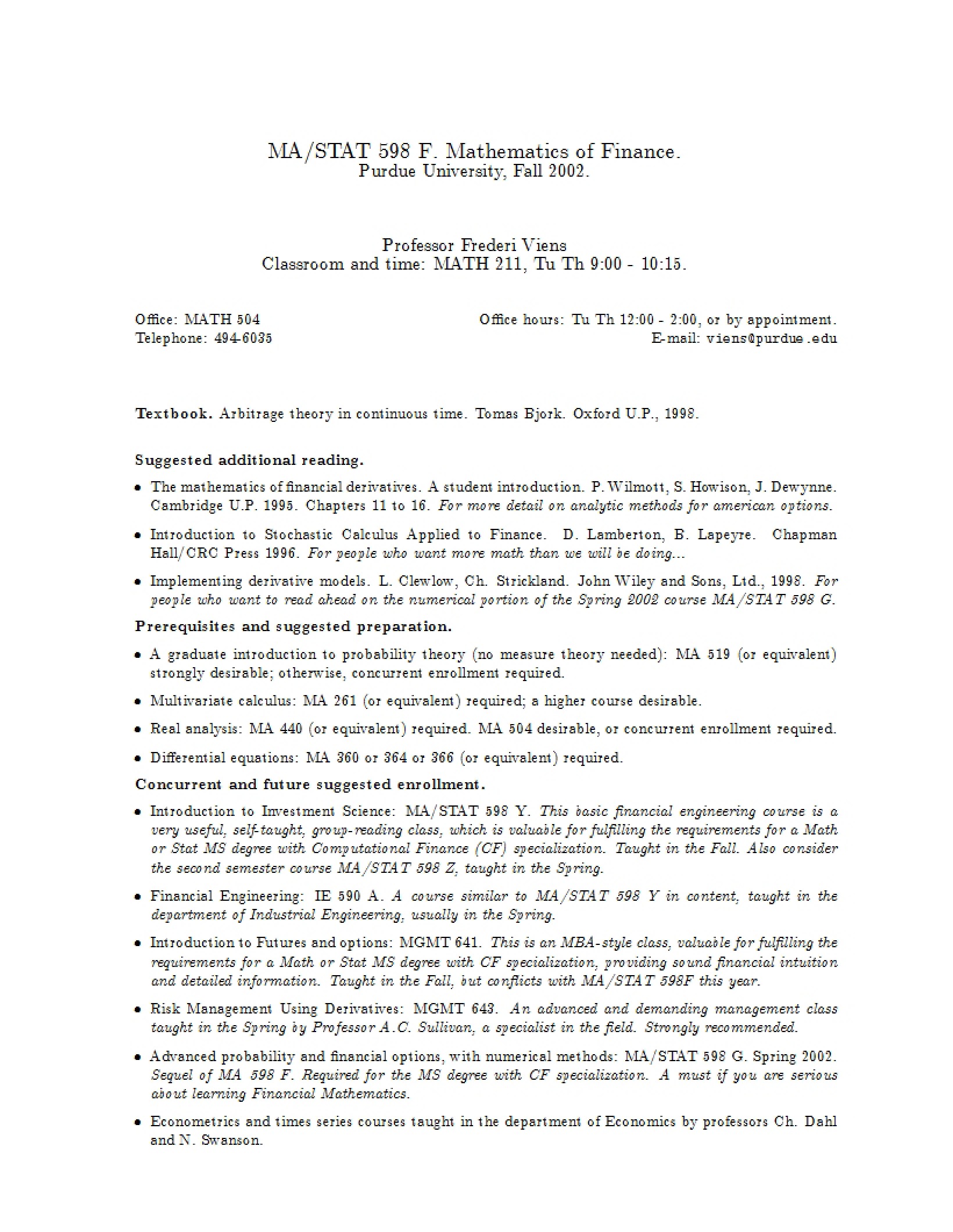 Financial Mathematics