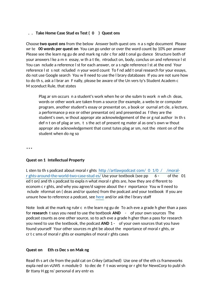 Case Study Take Home Questions