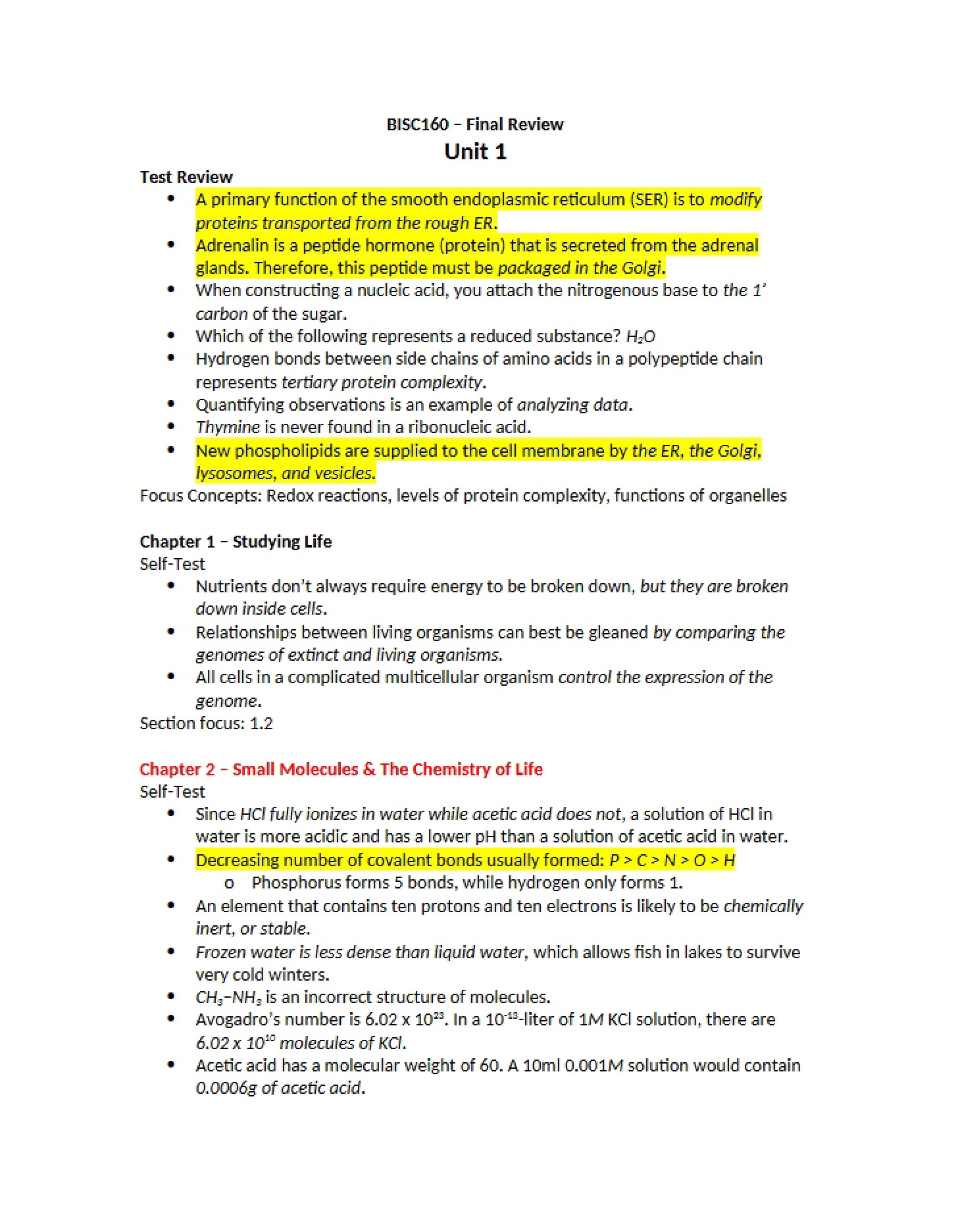 Final Examination Review
