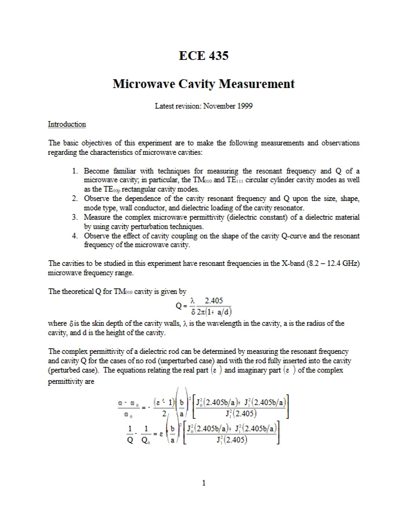 Measurement of Microwave Cavity