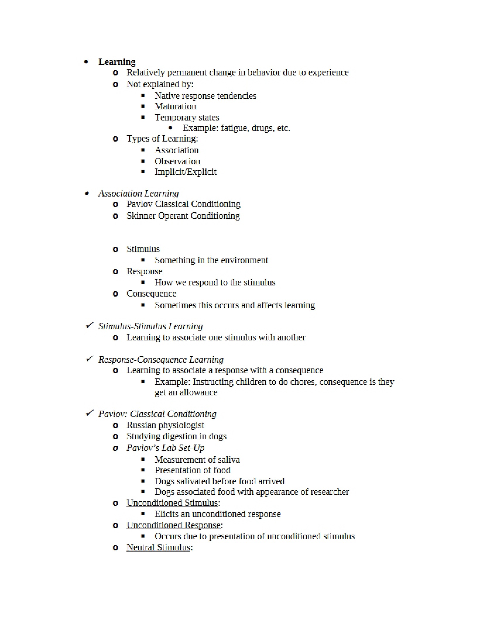 Fundamentals of Learning